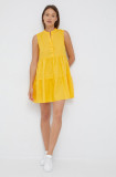 Cumpara ieftin Sisley rochie din in culoarea galben, mini, evazati