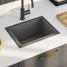 vidaXL Chiuvetă de bucătărie lucrată manual, negru, oțel inoxidabil 51507