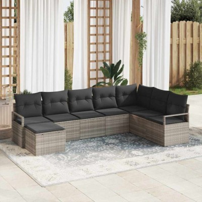 vidaXL Set de canapele pentru grădină 8 pcs Gri deschis Rattan poli 3346502 foto
