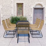 Set mobilier de exterior, 9 piese, poli ratan și sticlă