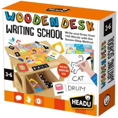 Headu - Birou din lemn cu diverse activitati educative de a scrie si desena 3-6
