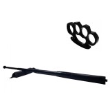Set Baston Telescopic Otel Negru 64cm + Box Autoaparare IdealStore, Husa Curea, Compact 20cm