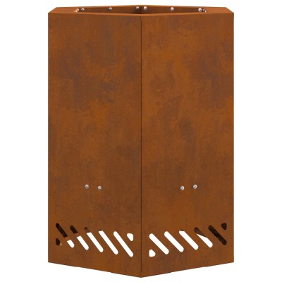 vidaXL Vatră de foc fără fum, hexagonal, 38x38x51 cm, oțel corten foto