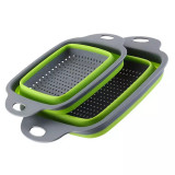 Set 2x Scurgator pliabil din plastic si silicon, verde, Gonga&reg; Verde/Gri