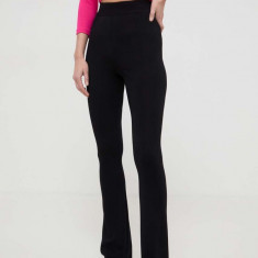 Silvian Heach pantaloni femei, culoarea negru, evazati, high waist