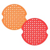 Set 2 covorase pentru friteuza cu aer, diametru 20 cm, 8 inchi, silicon, rosu, portocaliu