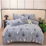 Cumpara ieftin Lenjerie Cocolino 4 Piese Pentru Pat Dublu cu Elastic- JO290 Braduti Albastra