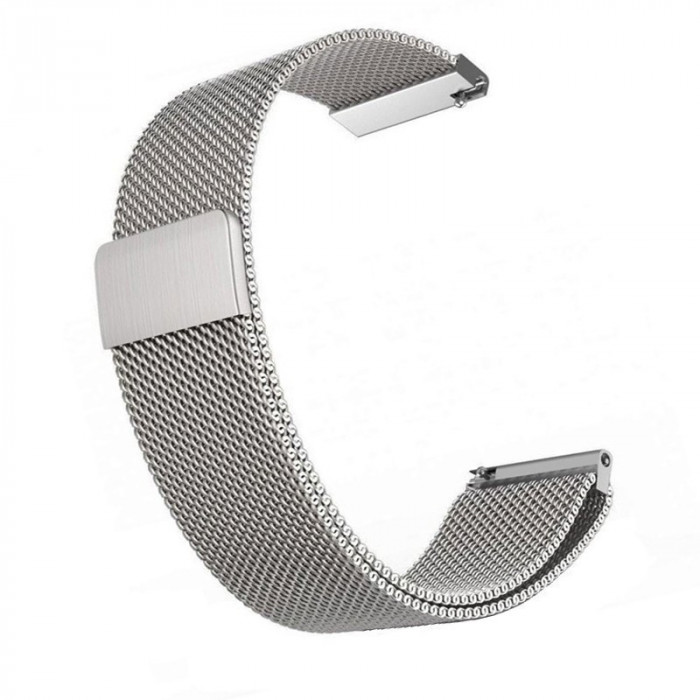 Curea Milanese Slim Fit compatibila Huawei Watch GT 2 46mm, Telescoape QR, Argintiu