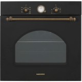 Cuptor incorporabil DWBIO-6707RANT, Electric, 8 functii de gatire, 2 butoane + maner rustic, big cavity 80 L, sticla tripla, Negru