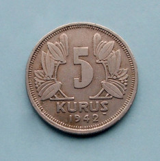 TURCIA - 5 Kurus 1942 foto