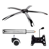 Cumpara ieftin Set placuta balans metalica 26 x 15 cm, baza 60 cm, rolă universală cauciuc si cilindru piston, gaz, pentru scaune birou, argintiu, 35 cm
