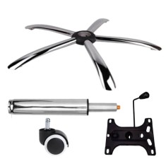 Set placuta balans metalica 26 x 15 cm, baza 60 cm, rolă universală cauciuc si cilindru piston, gaz, pentru scaune birou, argintiu, 35 cm