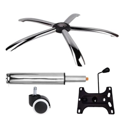 Set placuta balans metalica 26 x 15 cm, baza 60 cm, rolă universală cauciuc si cilindru piston, gaz, pentru scaune birou, argintiu, 35 cm foto
