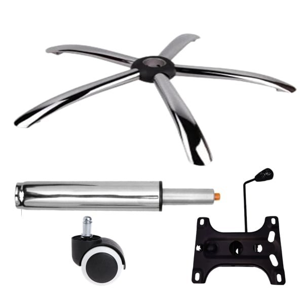 Set placuta balans metalica 26 x 15 cm, baza 60 cm, rolă universală cauciuc si cilindru piston, gaz, pentru scaune birou, argintiu, 35 cm