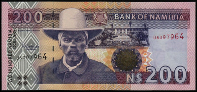 NAMIBIA █ bancnota █ 200 Dollars █ 1996 █ P-10b █ UNC █ necirculata foto