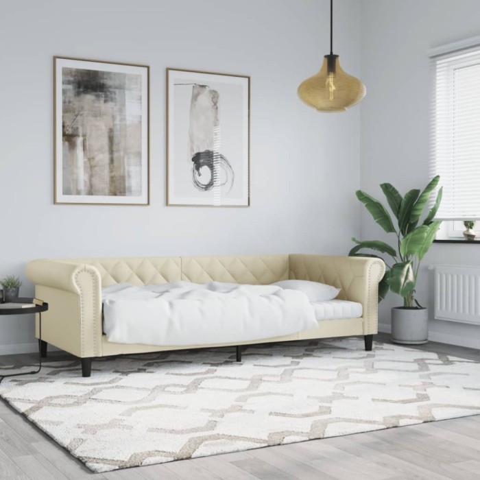 vidaXL Pat de zi, crem, 80x200 cm, piele ecologică 354224