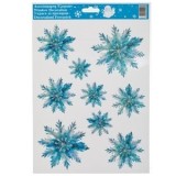 Autocolante Decorative de Craciun Fulgi Bleu cu Glitter Argintiu 20x30cm, CMCLASS