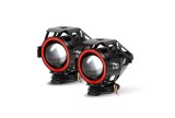 Set 2 Proiectoare Moto Angel Eyes U7, 15W, 3000LM, 12-80V, Faza Scurta/Lunga/Blitz, Rosu
