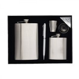 Set 2 sticle metal otel inoxidabil 9oz si 3oz pentru bauturi fine, pahar si pix