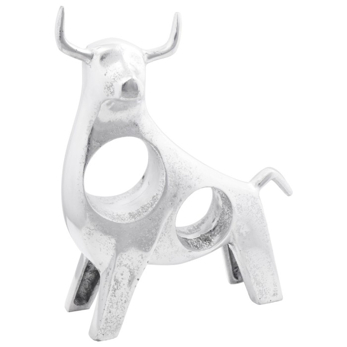 Sculptura buldog Gossi argintie 22x9,5x34 cm aluminiu