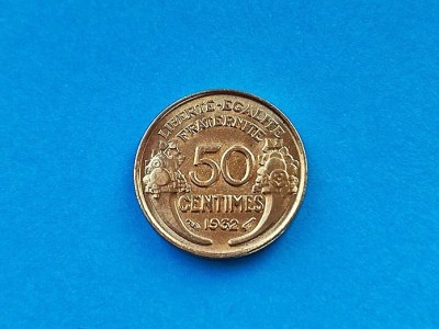 50 Centimes 1932 Franta-Calitate- luciu de batere foto