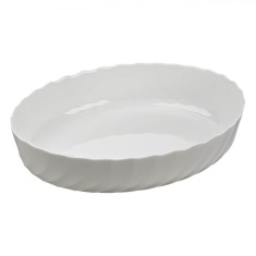 Vas Termorezistent Oval, Model 36x29 cm, Capacitate 4.8 L, Opal Alb