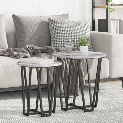 vidaXL Set măsuțe laterale 2 pcs Gri sonoma și Negru 50 x 50 x 50.5 cm 869723 foto
