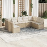 Gossi set canapele de gradina, 9 piese, cu perne, bej, poliratan