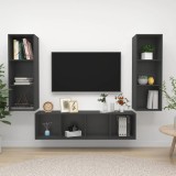 Cumpara ieftin Set de dulapuri TV, 3 piese, gri, lemn prelucrat