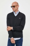 Gant pulover de bumbac culoarea negru, light
