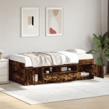 VidaXL Pat de zi cu sertare fără saltea, stejar fumuriu, 75x190 cm
