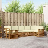 vidaXL Seturi de canapele 7 pcs Natural și Crem Lemn Solid de Acacia 3375400