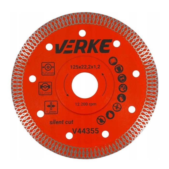 Disc diamantat pentru placi ceramice, gresie, piatra naturala, 125 x 1.2 mm, Verke