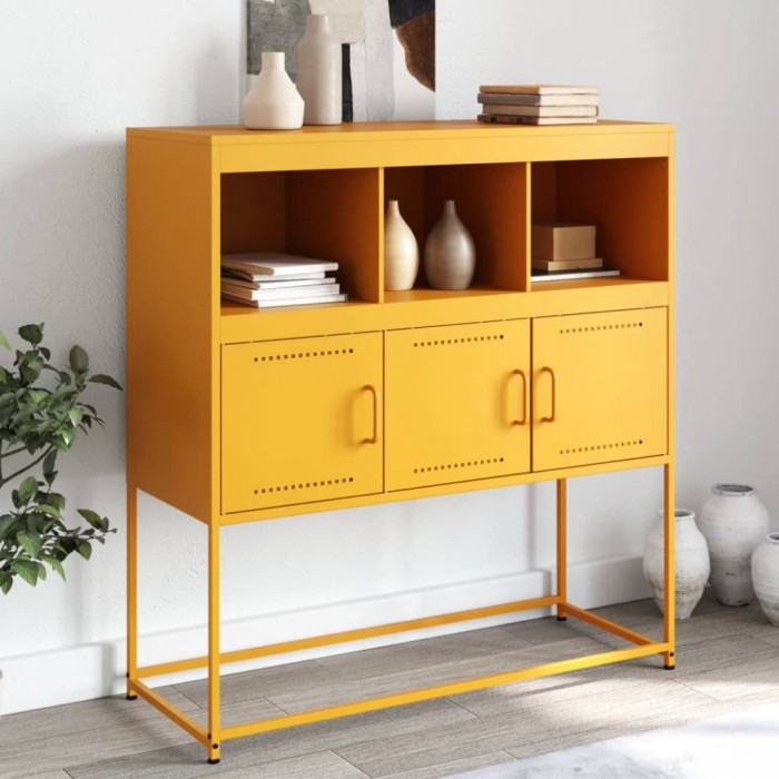 Gossi dulap, galben mustar, 100,5x39x107 cm, otel laminat la rece