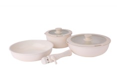 Set vase de gatit Zilan ZLN0965 din 8 piese, 5 straturi de material, compatibil cuptor