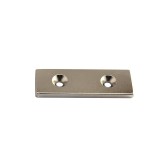 Magnet neodim bloc 60 x 20 x 4 mm cu găuri &icirc;ngropate D4,5 / D9,46