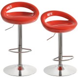 HOMCOM Set 2 Scaune de Bar Rotative cu Suport pentru Picioare și &Icirc;nălțime Reglabilă, 46x41x76-96 cm, Roșu | Aosom Romania