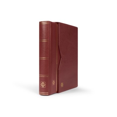 Clasor timbre PREMIUM 32file / 64pagini negre, cu caseta de protecție, vișiniu foto