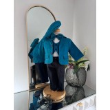 Costum botez 5 piese, verde albastru - DPH328