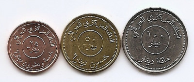 Iraq (Irak) Set 3 - 25, 50, 100 Dinars 2004 - V17, UNC !!! foto