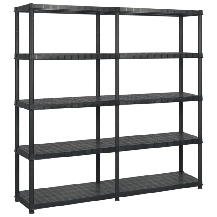Gossi raft de depozitare cu 5 polite, negru, 183x45,7x185 cm, plastic