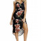 V692-119 Rochie scurta cu print floral si crapatura