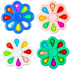 Jucarie antistres tip spinner cu POP IT, floare cu 8 bule din silicon, 9x9 cm