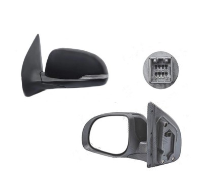 Oglinda exterioara Hyundai I20 (Pb), 07.2012-12.2014, Stanga, reglare electrica; carcasa neagra; geam convex; cromat; 5 pini; cu semnalizare foto