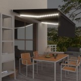 VidaXL Copertină retractabilă manual cu stor&amp;LED, antracit, 4,5x3 m