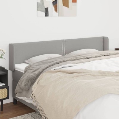 vidaXL Tăblie de pat cu aripioare gri deschis 203x16x78/88 cm textil 3118650 foto