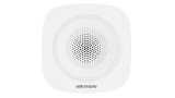 Sirena Interior Wireless Hikvision DS-PS1-I-WE(B)-R AX PRO 868MHz, 1600m RF, 90-110dB, LED Rosu, AES-128, PC+ABS Alb, 3 Ani Baterie