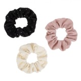 Elastice Păr Textil, Multicolor, Ribbed, Cu Strass, Set 3 Bucăți, Oem