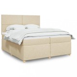 Cumpara ieftin Pat box spring cu saltea, crem, 200x200 cm, textil