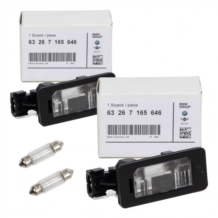 Set 2 Buc Lampa Numar Inmatriculare Oe Bmw Seria 3 E92 2006-2013 63267165646 + Set 2 Buc Bec Osram C5W 12V 5W SV8,5-8 Original 6418